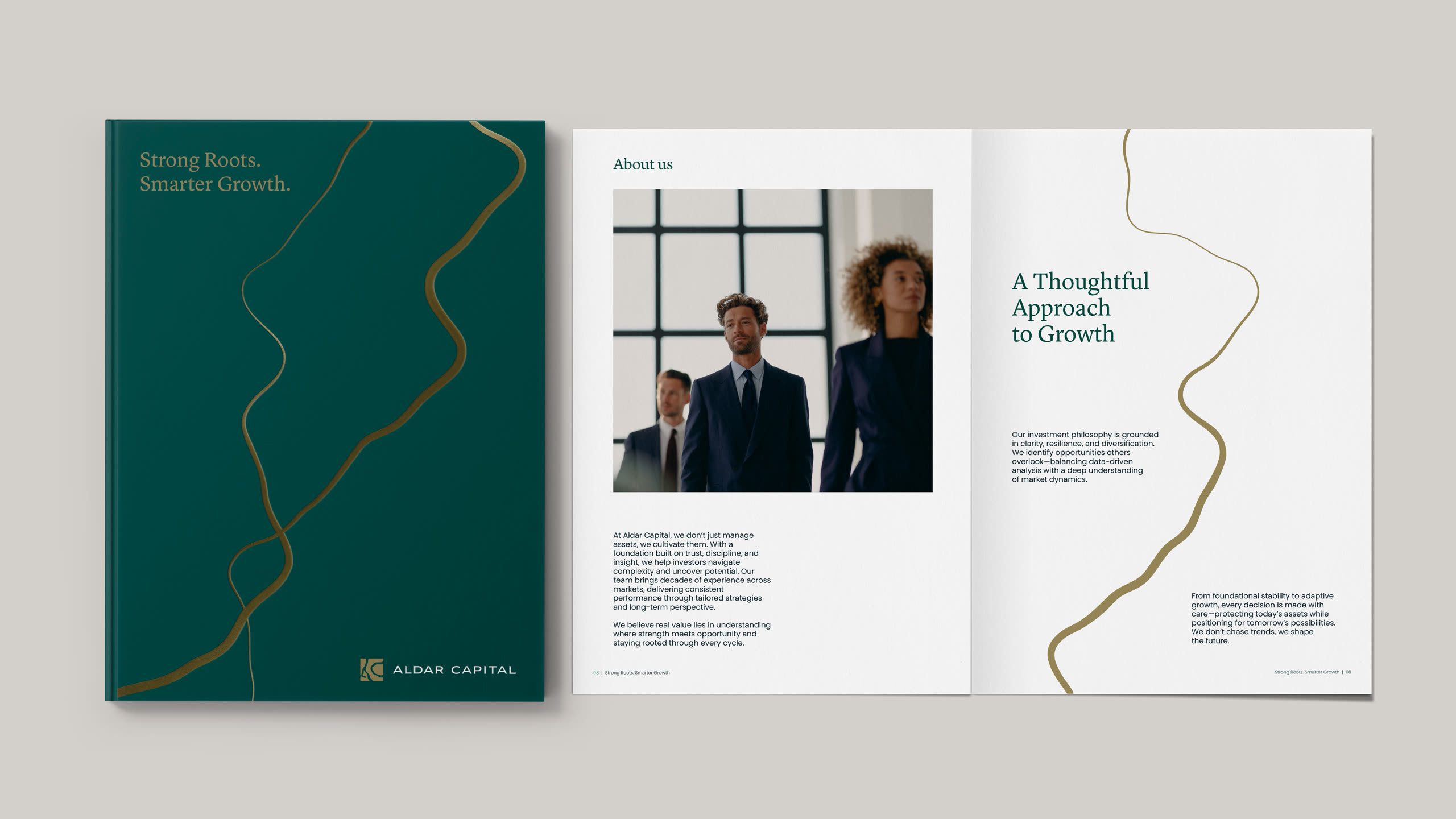Aldar Capital brochure cover and spread